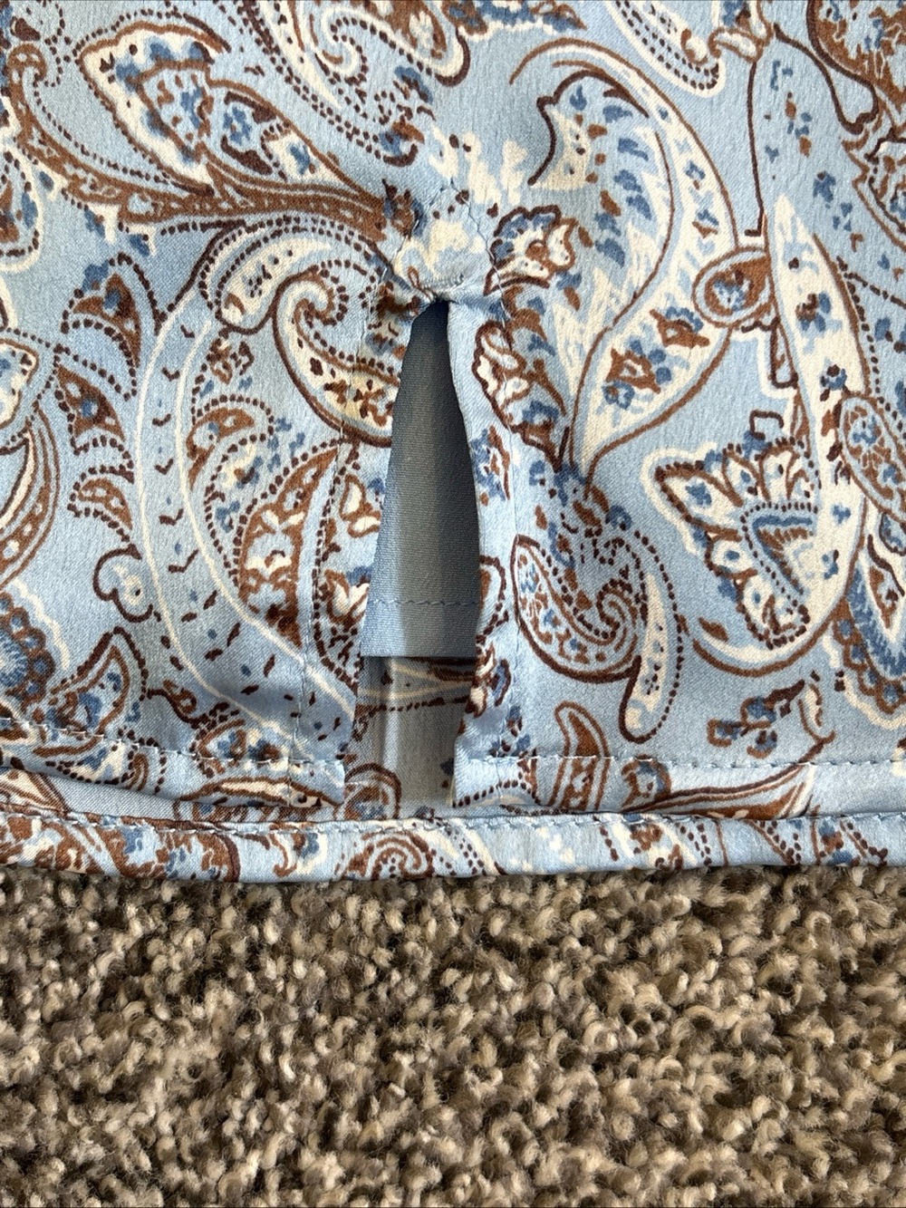 Hollister Blue Brown Paisley High Rise Mini Skirt Side Slit XS Lined Satin Y2K - Picture 6 of 11